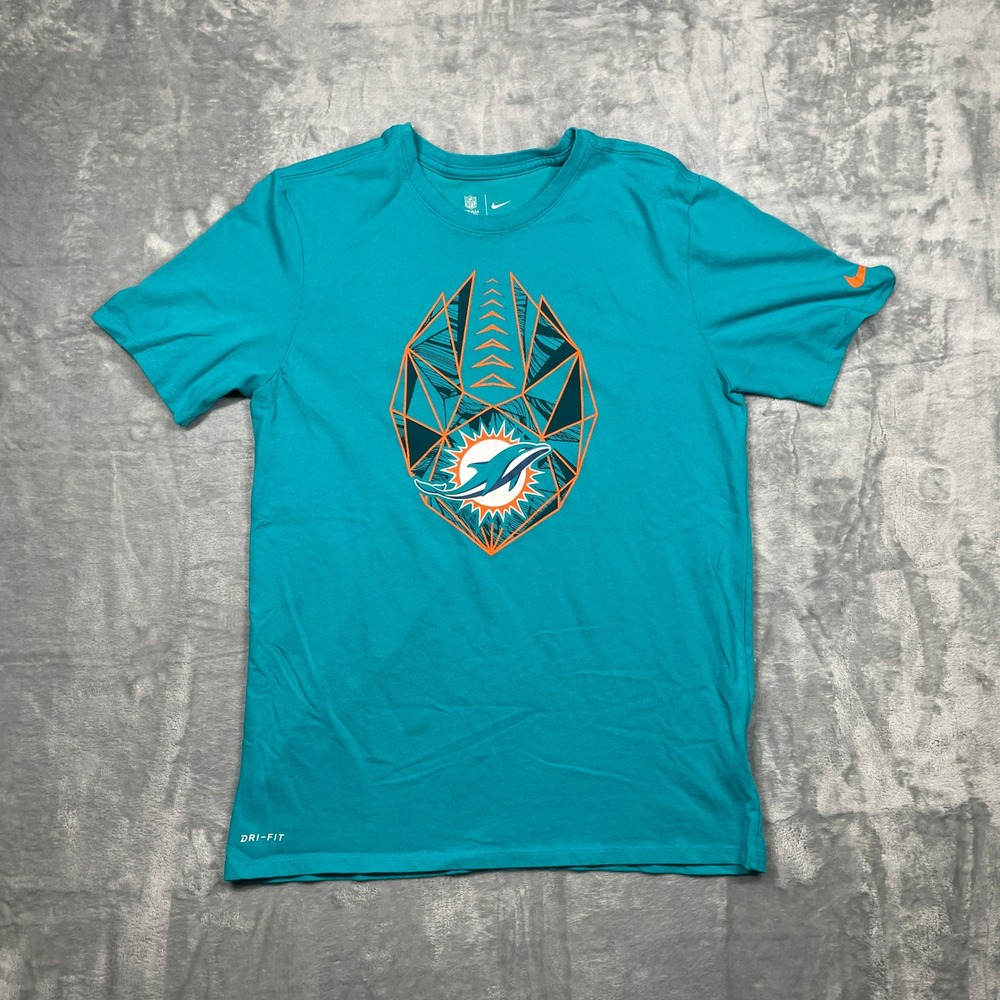 Nike Miami Dolphins T-Shirt Mens Medium Teal NFL Dri-FIT Athletic Cut Graphic
